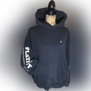 PLAYBOY Bunny Black Oversized Baggy Cozy Comfy Hoodie Logo Sleeves L